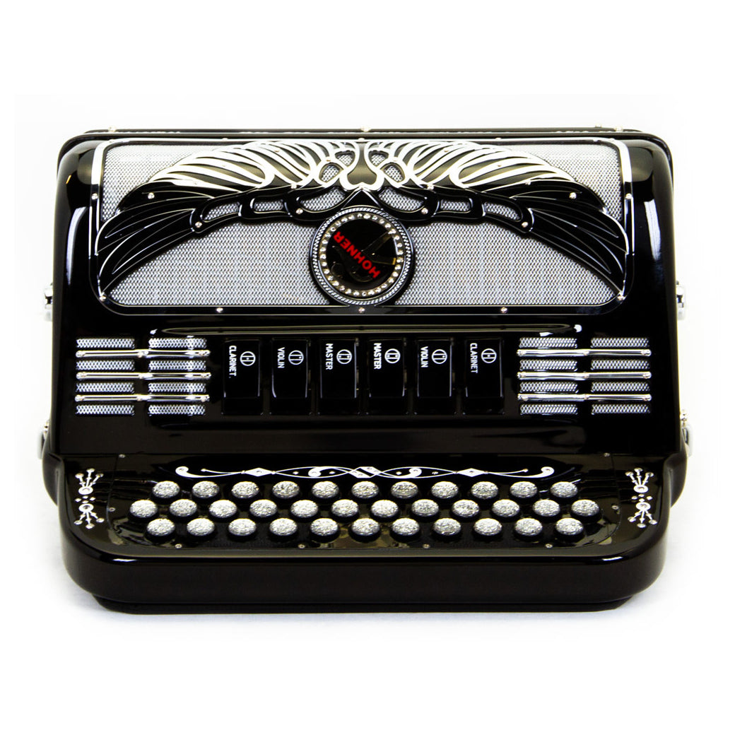 Anacleto Rey Aguila Accordion FBE/EAD 6 Switch Black-accordion-Anacleto- Hermes Music